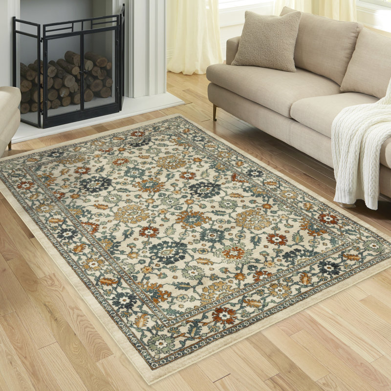 Benton Washable Beige Accent Rug, Rectangle 5' x 7'