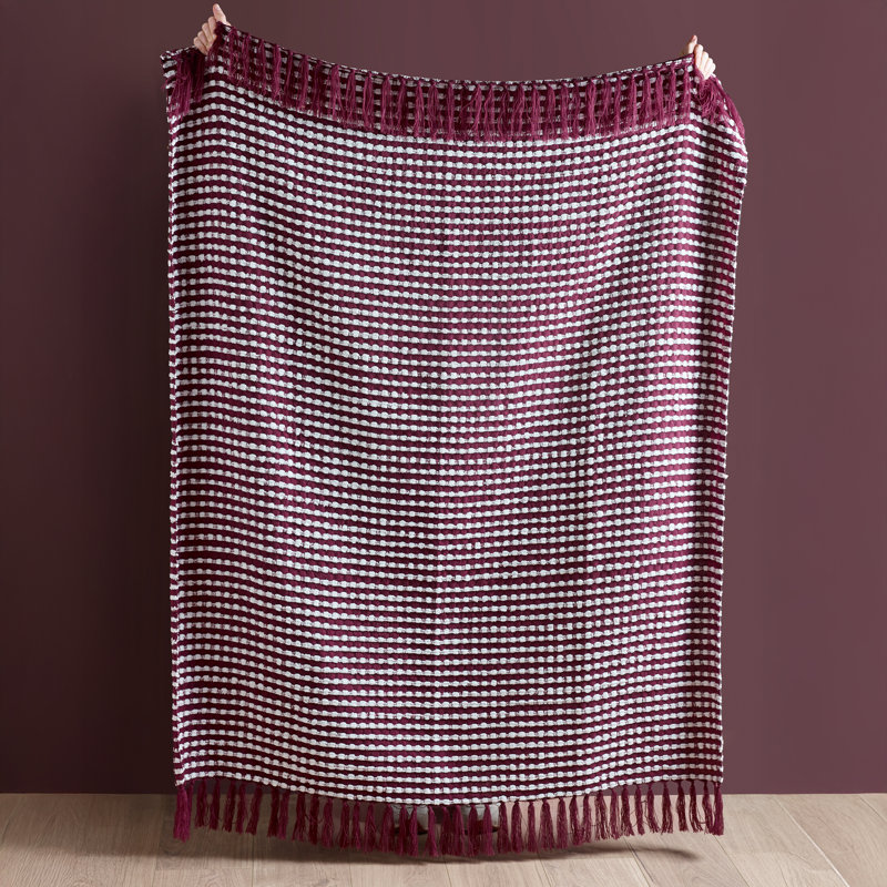Stab Stitch 125x150cm Blanket Throw, Plum