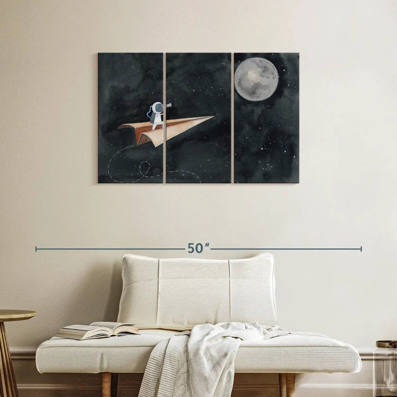 Ashelle papier avion à la lune, H 24 po x l 38 po