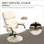 Fauteuil inclinable avec repose-pieds, fauteuil inclinable pivotant en faux cuir avec dossier réglable à 135 ° | Crème | Similicuir