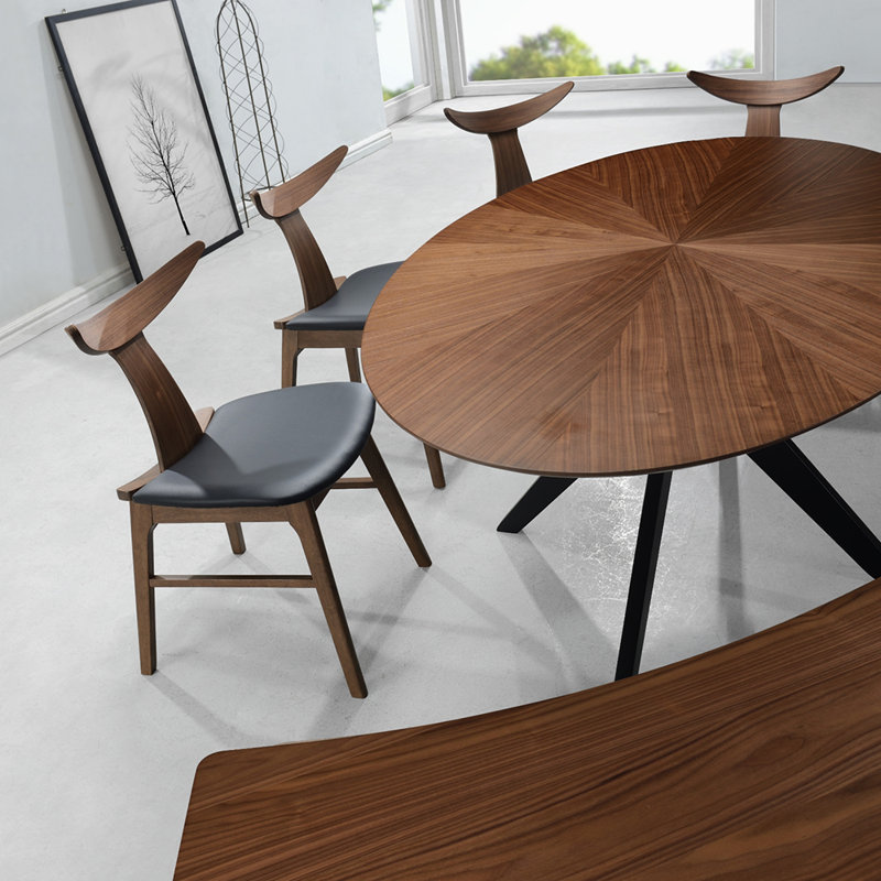 Wadell Walnut Oval Dining Table with Wood Base