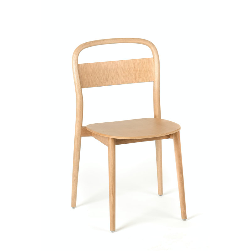 Chaise d'appoint empilable en bois massif Ayomi, Chêne blanc