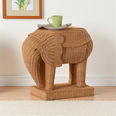 Seren Honey Rattan Elephant End Table in Light Bohemian
