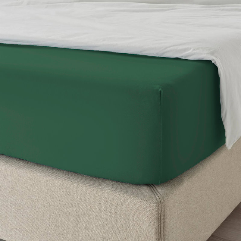 40cm Extra Deep Fitted Sheet – Soft Microfiber, Wrinkle-Free, Cooling, Elastic Corners, Kingsize (5'), Green