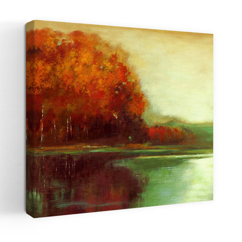 Toucher d'or, paysage serein, paisible, paysage abstrait, H 18 po x l 18 po