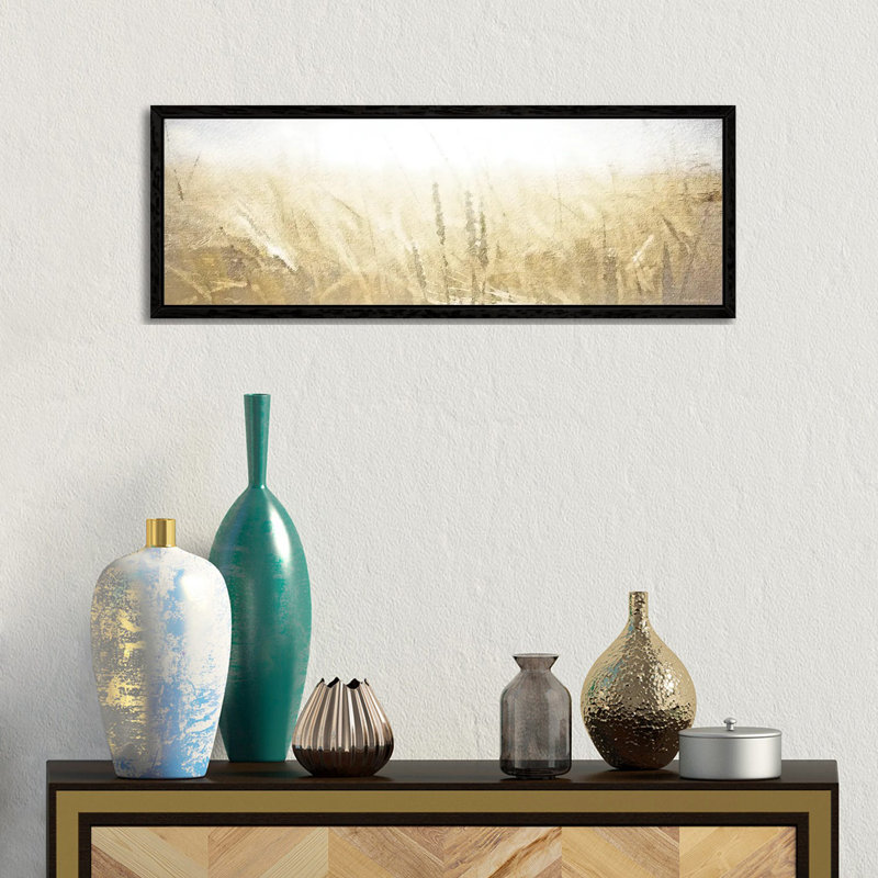 Fields Of Gold by Bluebird Barn - Panoramic Print on Canvas, 30.48 cm H x 91.44 cm W, Black Floater Frame