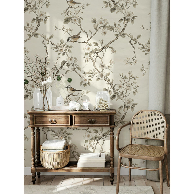 Élégant papier peint floral chinois