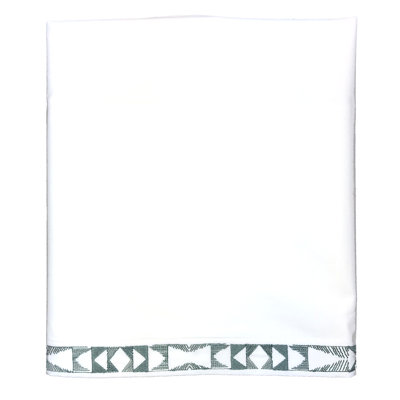 Commune Percale Geometric Embroidered Flat Sheet