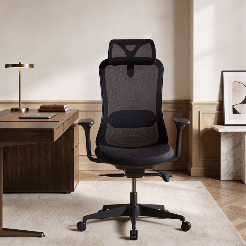 Ergonomic Mesh Task Chair, Adjustable Office Chair with 2D Headrest & 3D Armrest, Office Desk Chair with Lumbar Support, Recline Function,Black