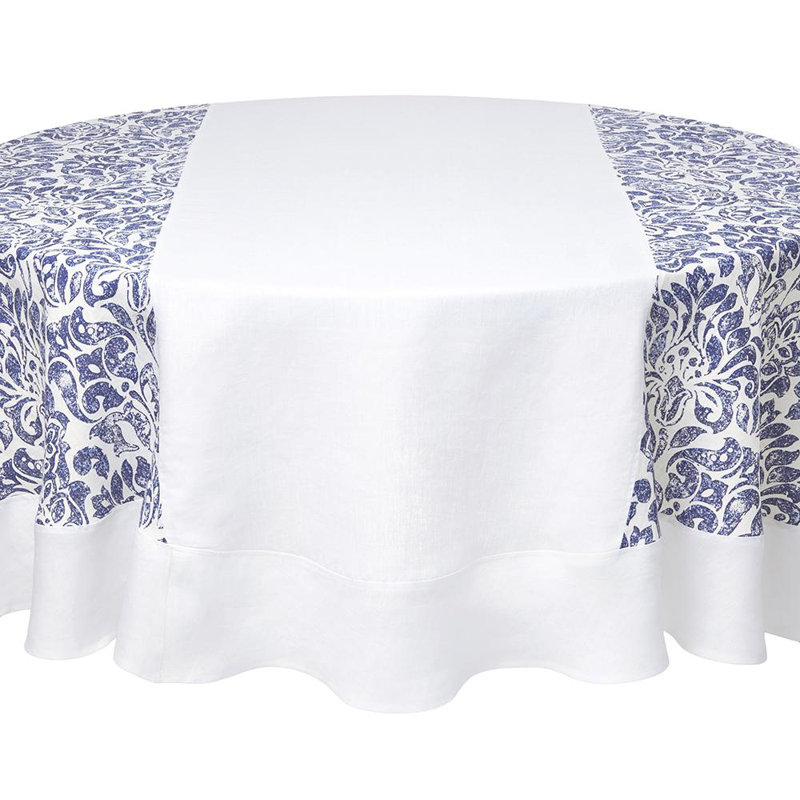 Santorini Damask Tablecloth, 70" Round