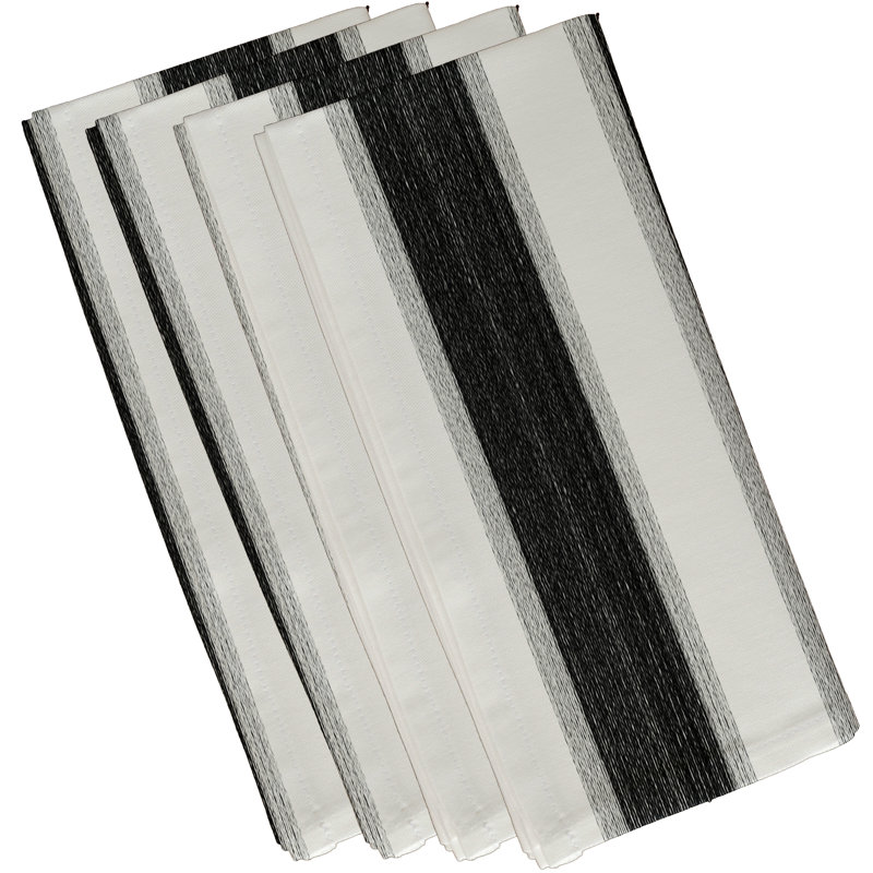 Marydel Polyester Striped Square Napkin, 18" W x 18" L, Black