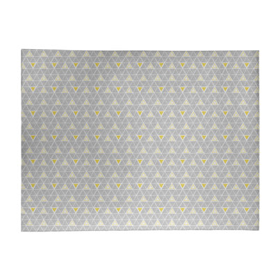Tapis gris/jaune clair à triangles dessinés à la main
