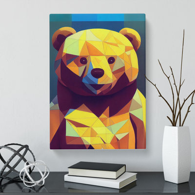 Teddy Bear Geometric - Wrapped Canvas