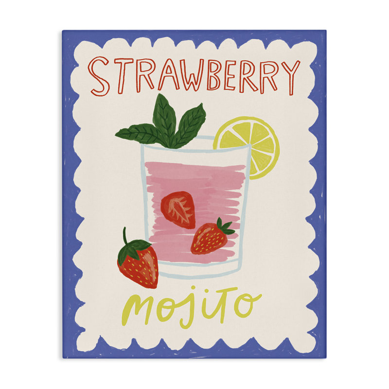  «Strawberry Mojito Drink», art mural par Lisa Barlow, H 48 po x l 36 po