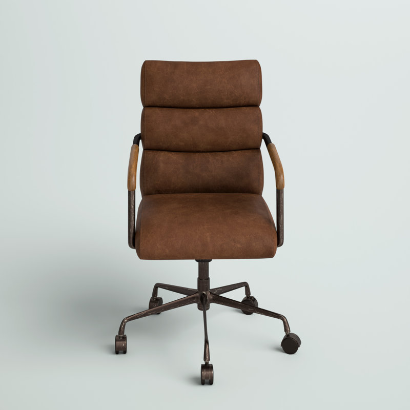 Fauteuil de conférence en cuir véritable Springtown, Brun rétro