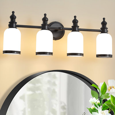 Elien Bathroom Vanity Light with Frosted Milk Glass Shade