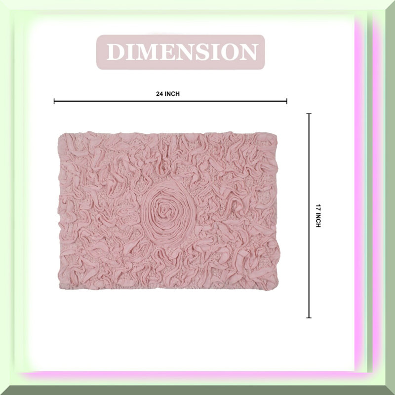 Skak Cotton Bath Rug, Pink, 17" W x 24" L