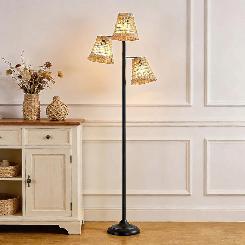 Lampe sur pied à DEL industrielle en métal noir