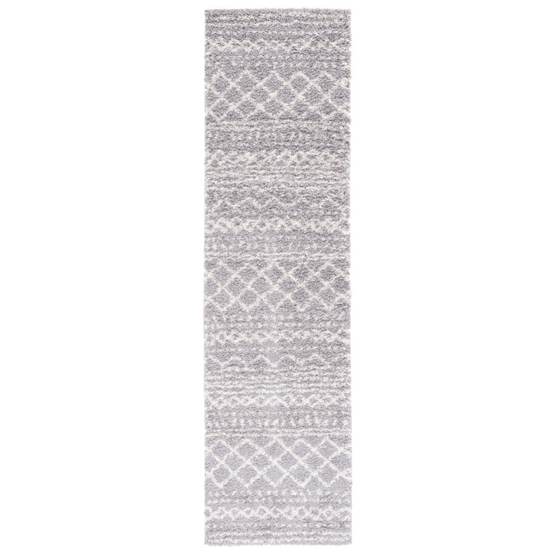Develin Performance Chevron Rug, Runner 2'3" x 10', Gray/Ivory