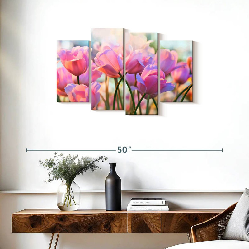 Harnek, belles tulipes roses, H 22 po x l 36 po