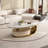 Labana 51" Modern Oval Coffee Table, Sintered Stone Top, Gold legs, drawer