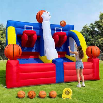 13×10×12ft Giant Inflatable Basketball Hoop Shot Game Portable Basketball Hoop Carnival Game with Quick Setup Blower for Backyard, Parties & Events 