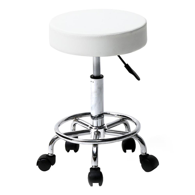 Adjustable Height Ergonomic Lab Stool with Removable Casters/Wheels, 60.96 H x 33.02cm W x 33.02cm D, White