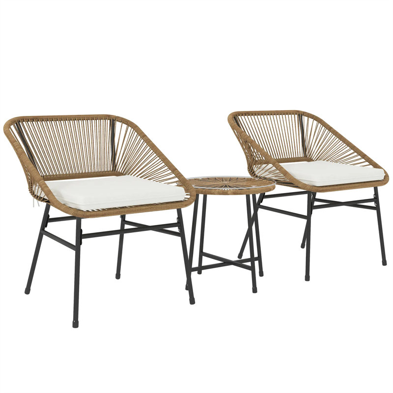 2 - Person Wicker Patio Dining Set with Round Table