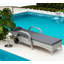 Chaise longue ajustable en rotin avec roulettes et coussin moelleux
