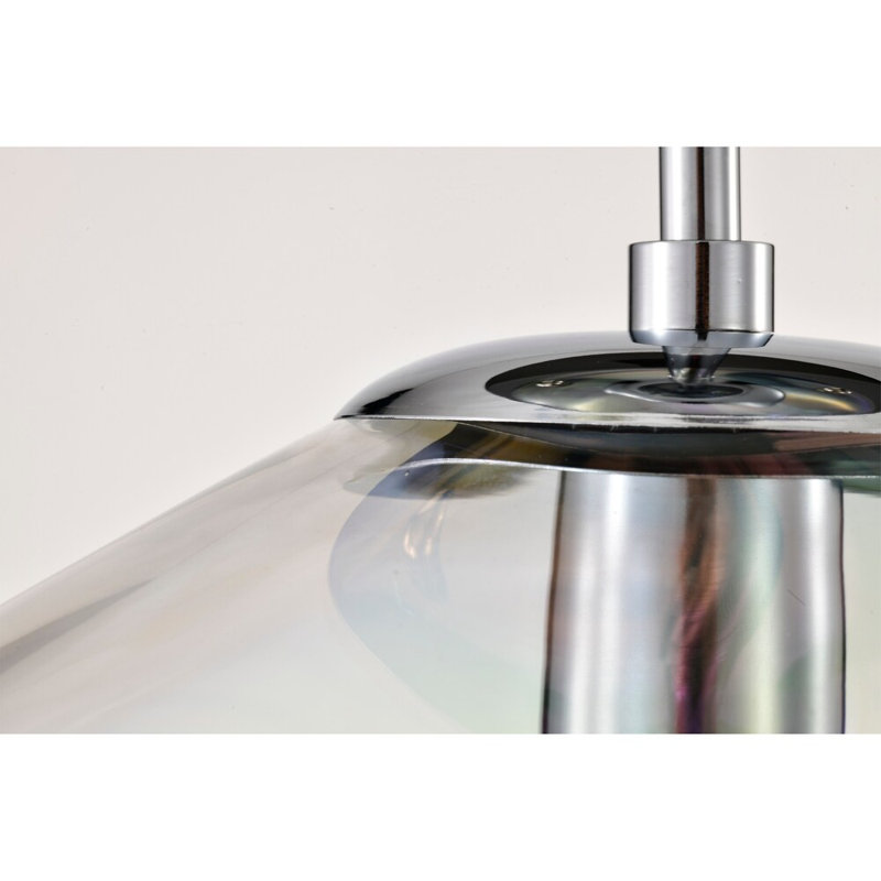 Einar Moulded Glass Shade Semi-Flushmount Ceiling Lamp, Clear, Chrome