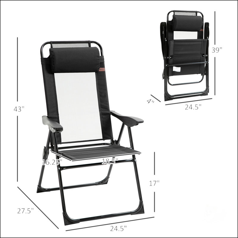 Ensemble de 2 chaises de patio pliantes, Noir