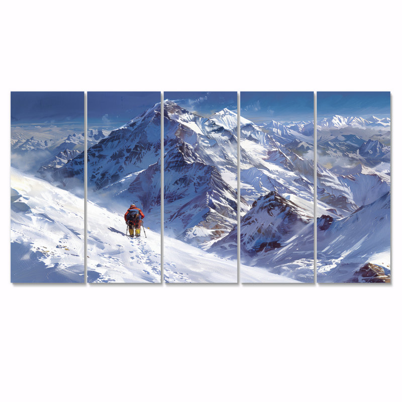 Montagne, neige, randonnée en Alaska IV - ensemble d'art sur toile, H 28 po x l 60 po