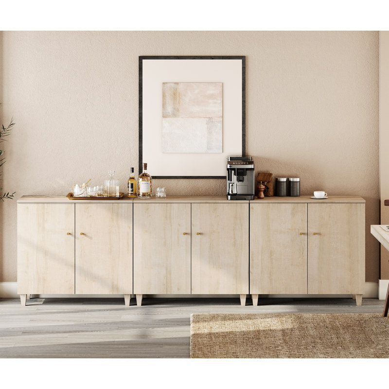 Lysiane 6-Door Manufactured and Solid Wood Sideboard, Biscotti
