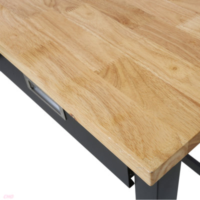 60In Work Bench, Workbench With Drawer Storage, Heavy Duty Bamboo Wood Work Table With Wheels For Garage Home Office by Inbox Zero