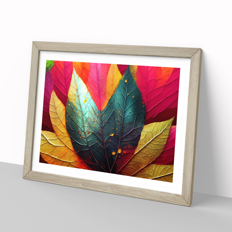 Magnificent Leaf - Single Picture Frame Print, 34cm H x 46cm W x 2cm D, Oak