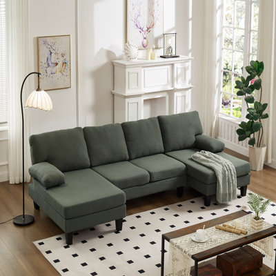 106.3" Sectional Sofa, U Shaped Couch With Removable Sofa Cover