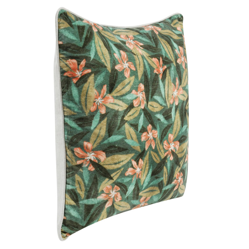 Coussin décoratif en velours de coton 22 po Lamia, Vert