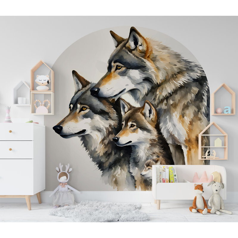 Adhésif décoratif loups, art mural loup aquarelle, autocollant de chambre de bébé chambre à coucher, autocollant mural Hedboard, autocollant mural arche, autocollant mural arche