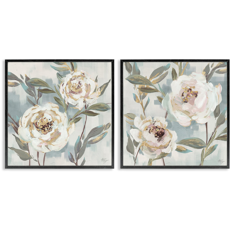  Ensemble de 2 giclées Country Country Blossoms par Nina Blue, H 12 po x l 12 po, Giclée encadrée noir minuit