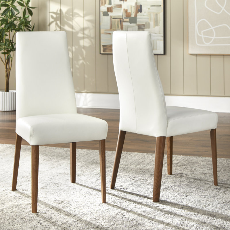 Chaise parsons en cuir Ross (ensemble de 2), Blanc cassé / blanc