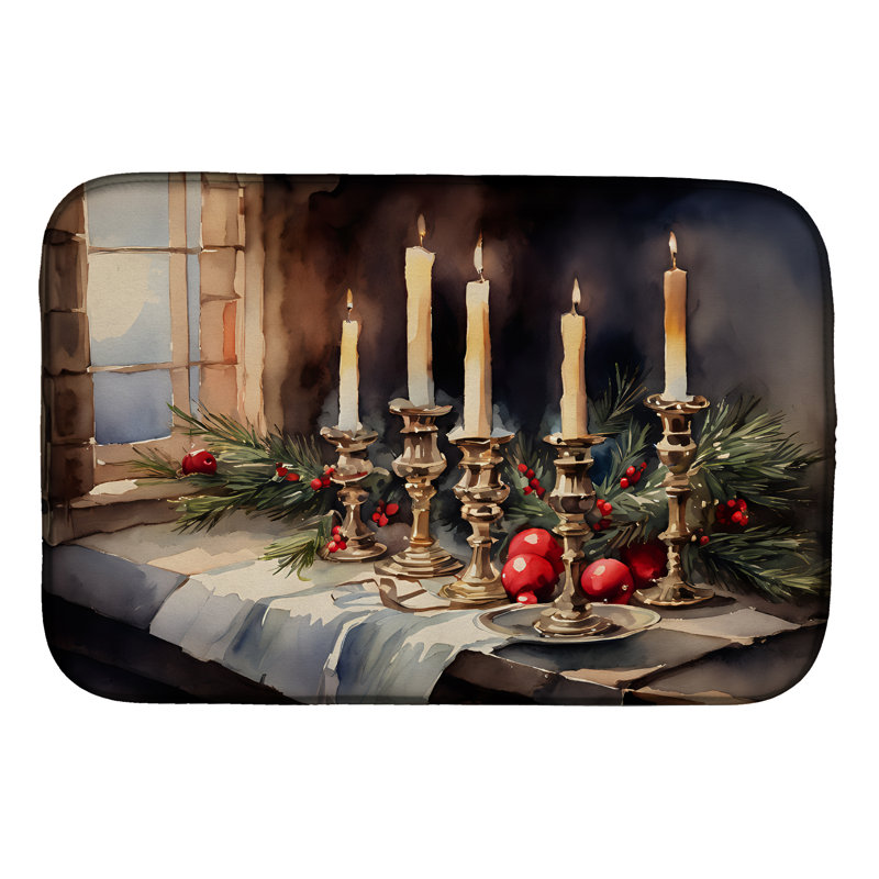 Christmas Candles Dish Drying Mat