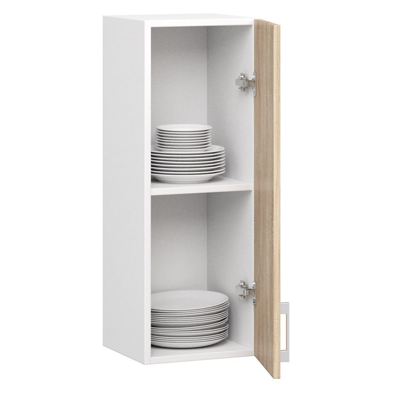 Lima kitchen wall cabinet in white and sonoma oak, 72cm H x 30cm W x 30.5cm D