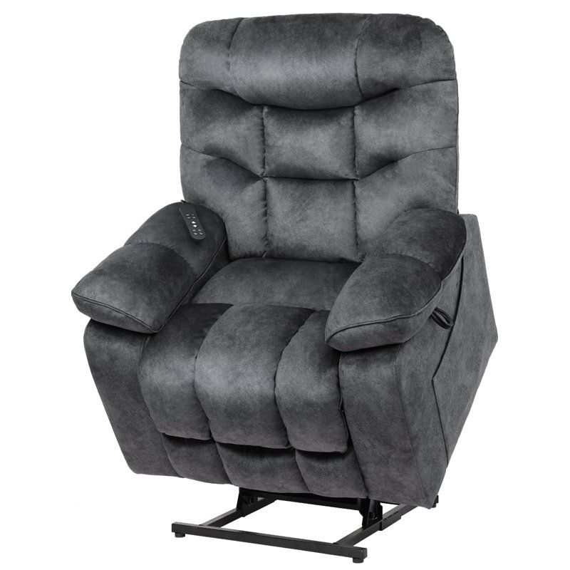 EONIX Oversized Wide Lay Flat Power Lift Recliner Chair for Elderly with Heat and Massage, 400lbs Dual Motor Electirc Lift Chair with Extended Footrest, SLRY008063, Black