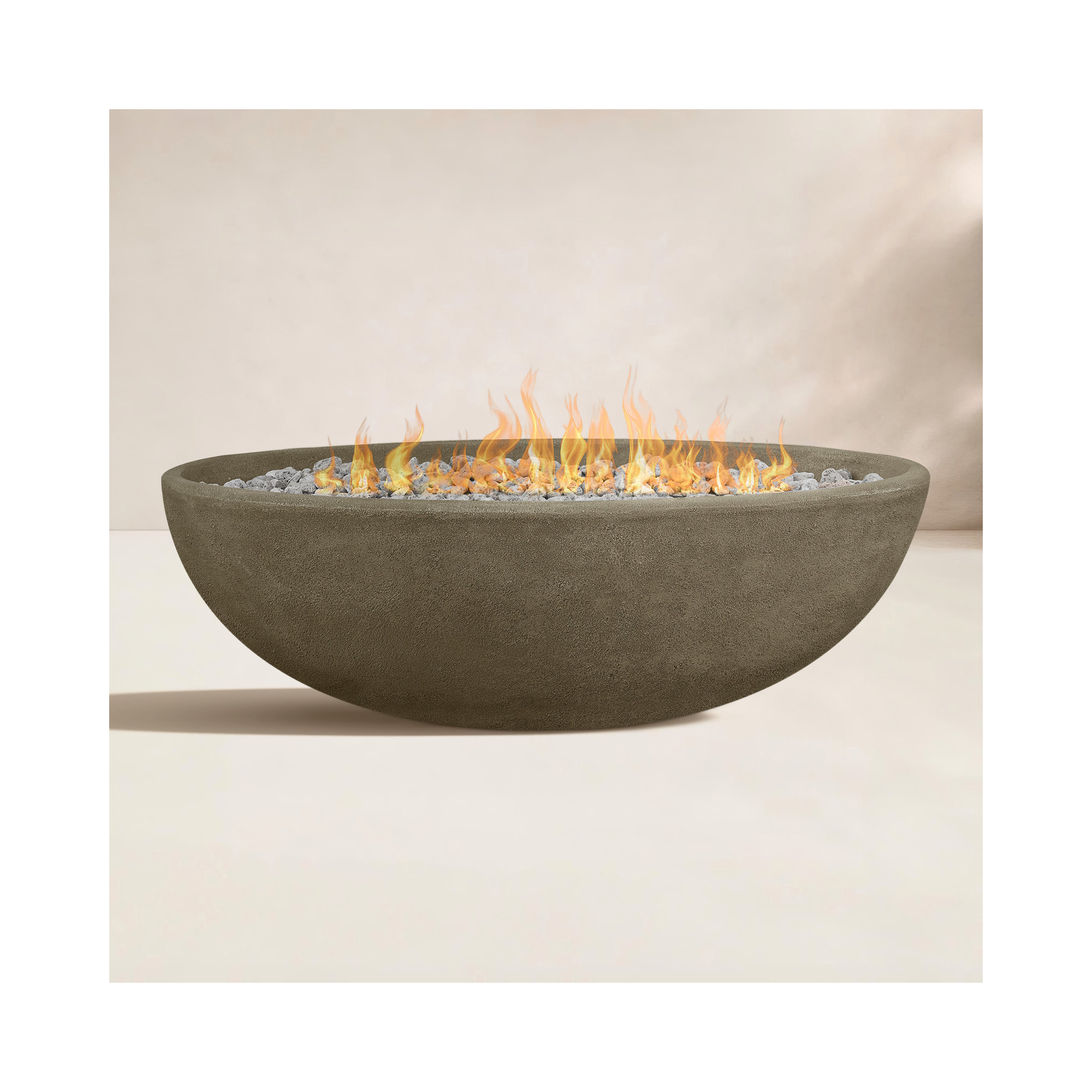 RIVERSIDE Oval Propane Fire Bowl by Real Flame, Glacier Gray, 15.25" H x 48.25" W x 28.25" D