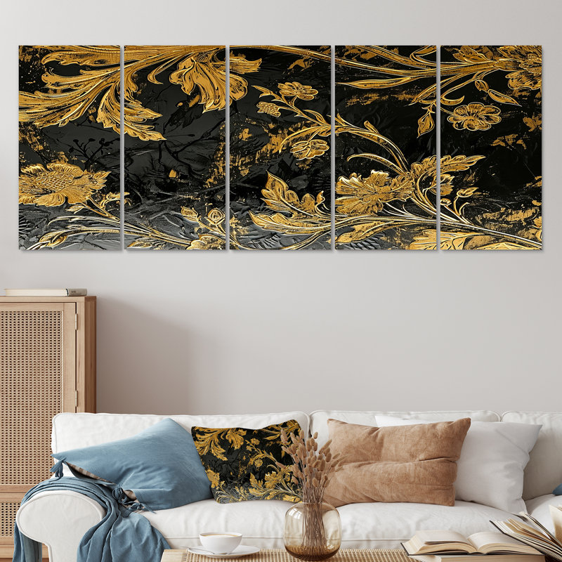 5 pièces d'art mural pour salon, "Bornival", H 28 po x l 60 po