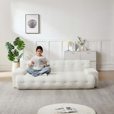 87.4-Inch Cloud Series Minimalist Three-Seater Sofa With Button-Tufted Design And Plush Upholstery For Ultimate Comfort.
