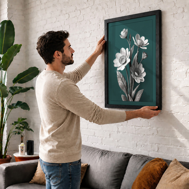 Four Delicate Blooms Botanical - Framed Print, Unframed, A2 - 59.4 x 42.0 cm