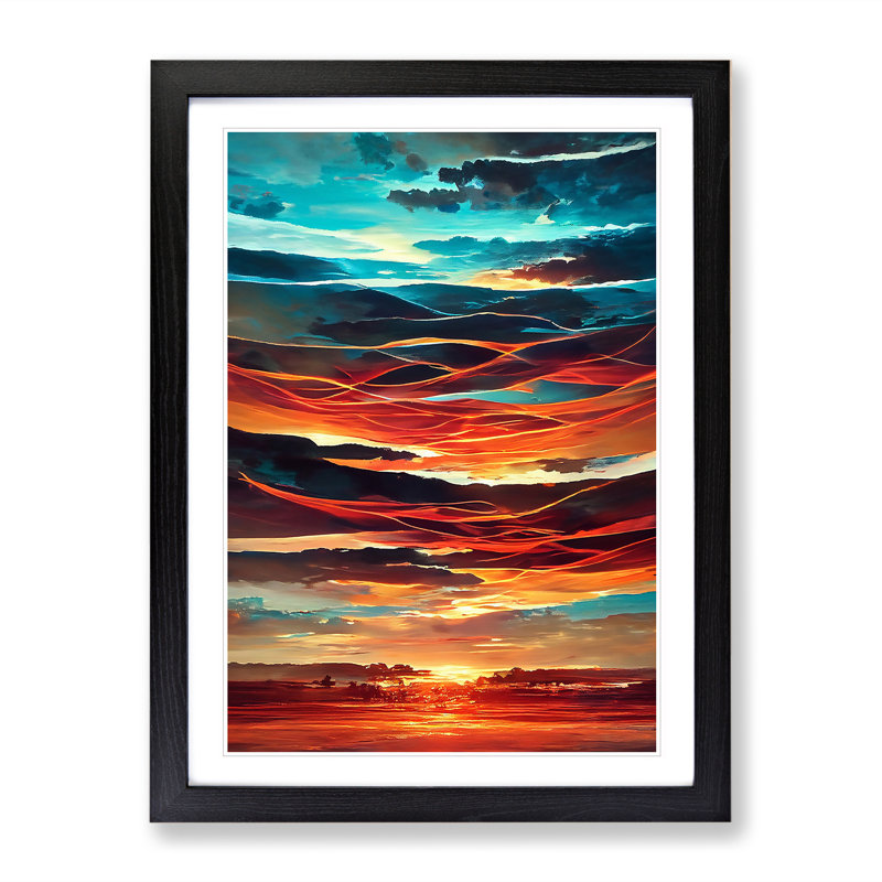 Abstract Sunset No.4 - Framed Print, Black Framed, 46cm H x 34cm W x 2cm D