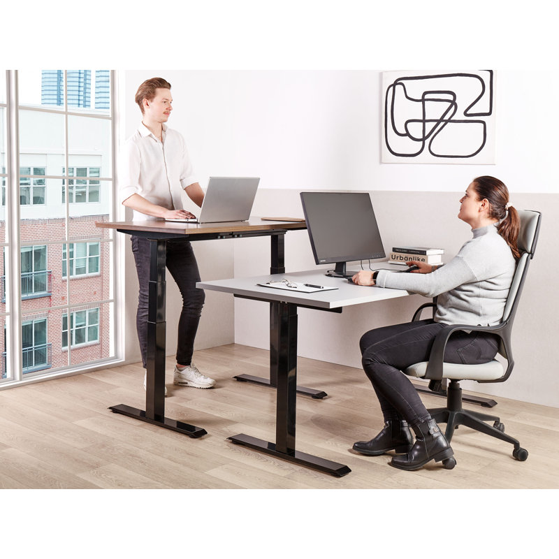Luff Adjustable Metal Base Standing Desk, 128cm H x 120cm W x 72cm D, Grey, Black