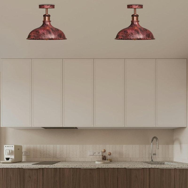 Annai Semi Flush Mount, Rustic Red